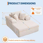 48.8'' Chaise Lounge Chair Indoor, Corduroy Sofa Bed, Oversized Sleeper, No Assembly Needed