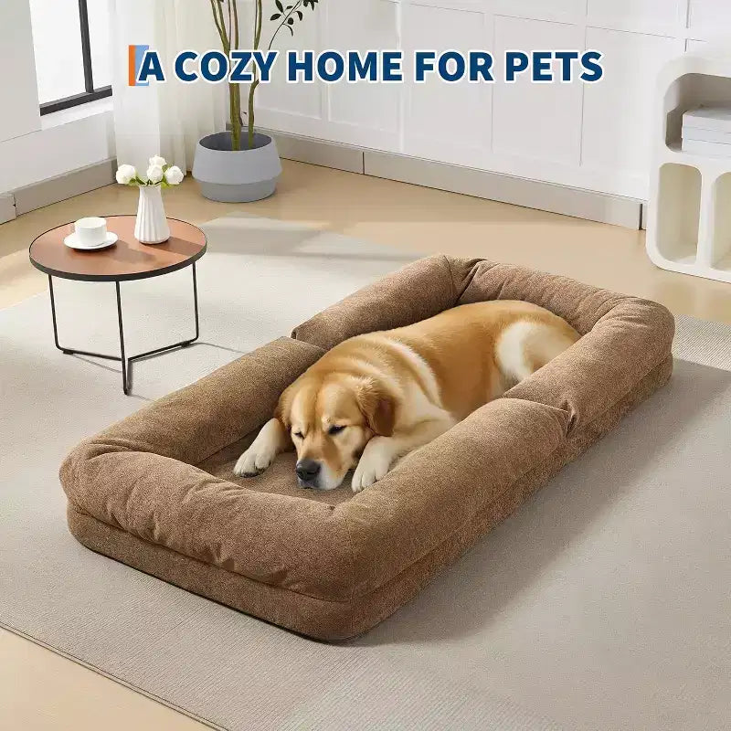 Letto Convertibile per Cani e Umani, Divano Letto Relax con Schienale Regolabile in 5 Posizioni, Poltrona Sacco, Cuccia Grande per Animali Domestici con Struttura in Metallo, per Soggiorno