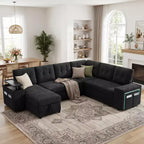 Divano letto componibile modulare Dyonery 112 con letto estraibile, divano componibile a U con contenitore, divani con seduta extra ampia e profonda per soggiorno