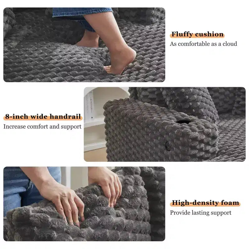 Poltrona lounge oversize da 60 pollici per interni con portabicchieri e porte USB, divano letto imbottito per la lettura - Grigio