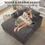 Poltrona lounge oversize da 60 pollici per interni con portabicchieri e porte USB, divano letto imbottito per la lettura - Grigio
