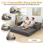 Dyonery 78.8 Divano Letto Convertibile 5-in-1 - Futon Modulare Pieghevole in Velluto a Coste con 2 Cuscini Nessun Montaggio per Soggiorno Camera da Letto