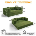 Dyonery 78.8 Divano Letto Convertibile 5-in-1 - Futon Modulare Pieghevole in Velluto a Coste con 2 Cuscini Nessun Montaggio per Soggiorno Camera da Letto