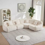 Curved Corner Sectional Sofa, Chenille Modular Cloud Sofa, High-Back 4-Seater Couch, No Assembly