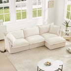 Comodo divano componibile a L, divano nuvola oversize con pouf convertibile per soggiorno