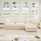 Comodo divano componibile a L, divano nuvola oversize con pouf convertibile per soggiorno