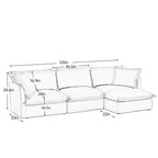 Comodo divano componibile a L, divano nuvola oversize con pouf convertibile per soggiorno