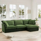 Comodo divano componibile a L, divano nuvola oversize con pouf convertibile per soggiorno