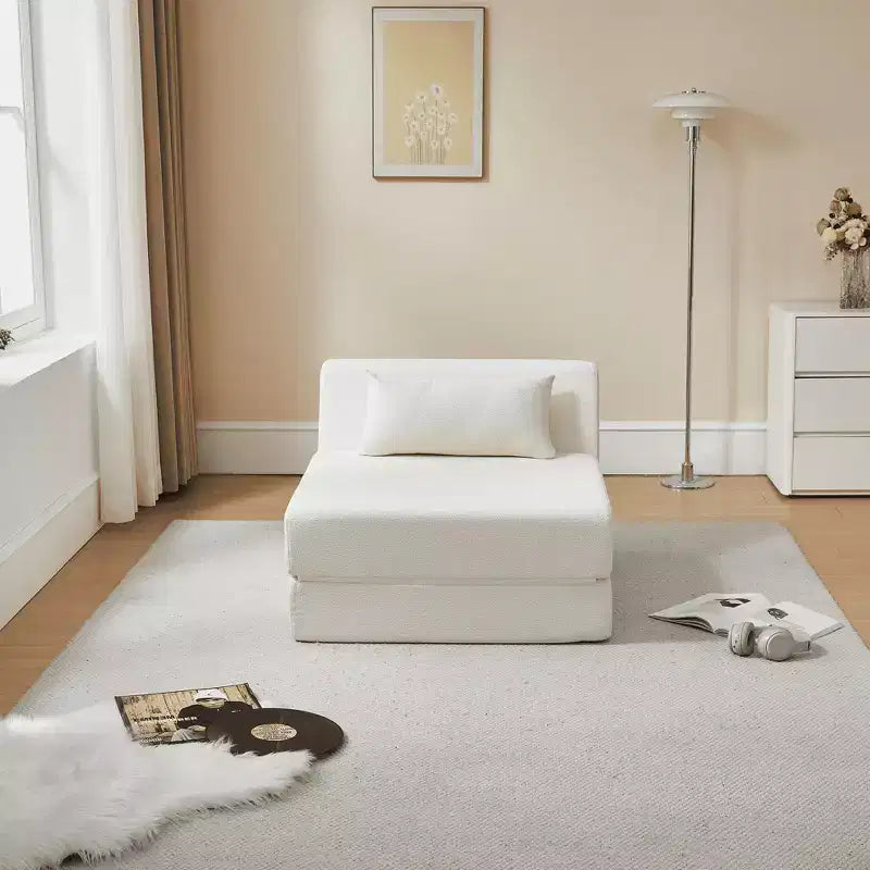 MAYEERTY Poltrona Letto Trasformabile 2 in 1 in Tessuto Lana Alpaca, Salvaspazio, per Piccoli Spazi, Soggiorno, Dormitorio, Appartamento