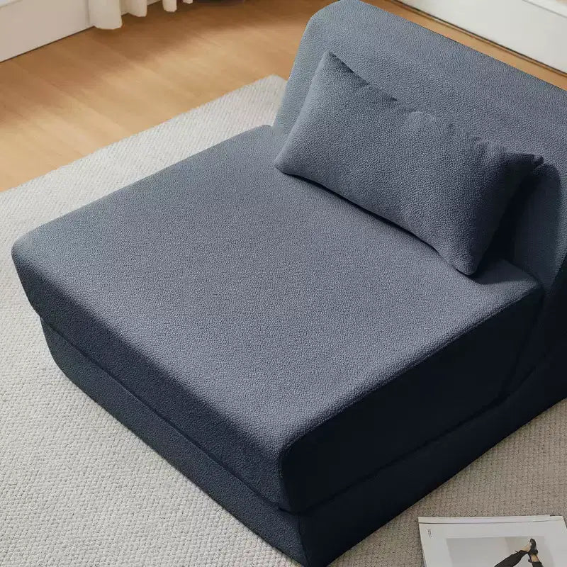 MAYEERTY Poltrona Letto Trasformabile 2 in 1 in Tessuto Lana Alpaca, Salvaspazio, per Piccoli Spazi, Soggiorno, Dormitorio, Appartamento