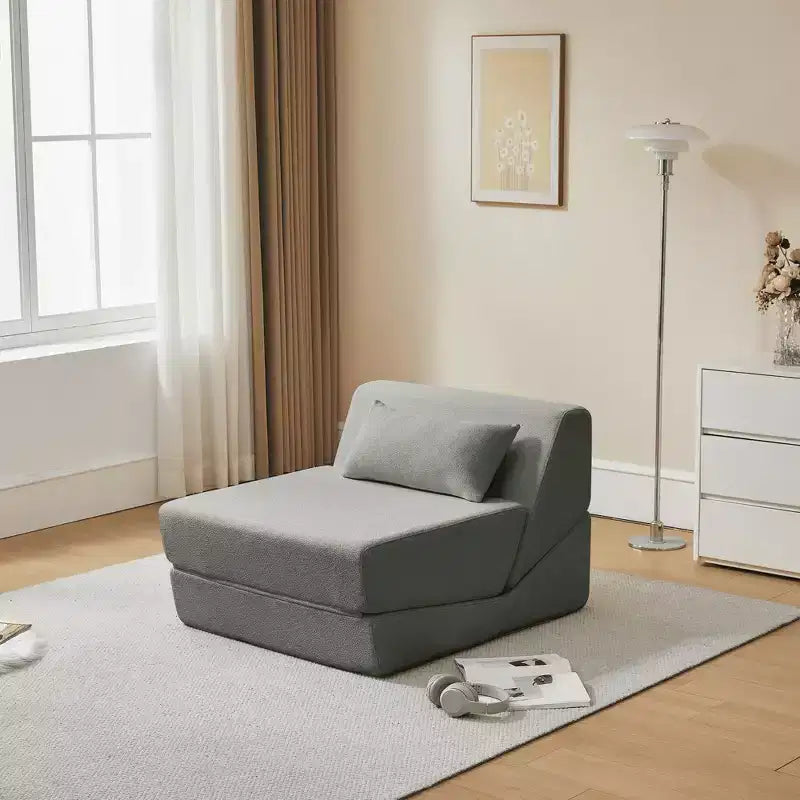 MAYEERTY Poltrona Letto Trasformabile 2 in 1 in Tessuto Lana Alpaca, Salvaspazio, per Piccoli Spazi, Soggiorno, Dormitorio, Appartamento