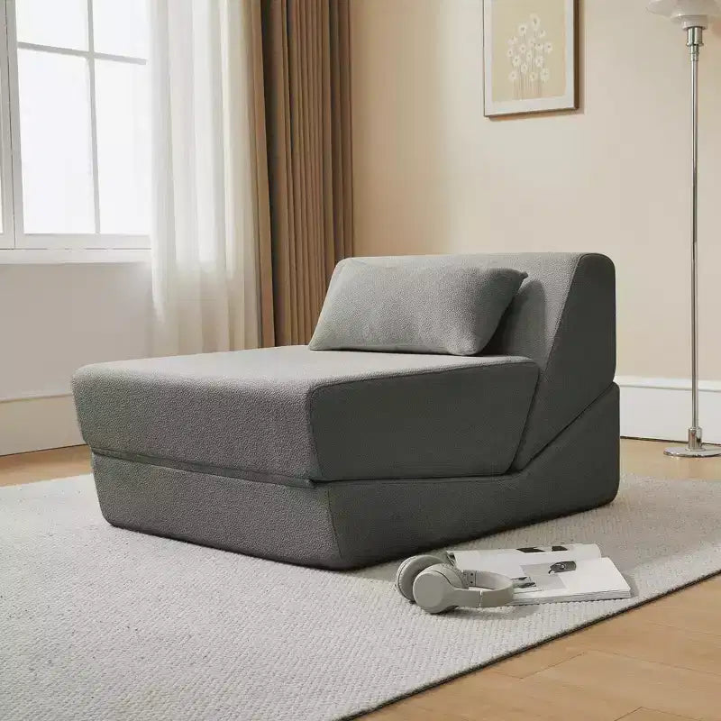 MAYEERTY Poltrona Letto Trasformabile 2 in 1 in Tessuto Lana Alpaca, Salvaspazio, per Piccoli Spazi, Soggiorno, Dormitorio, Appartamento