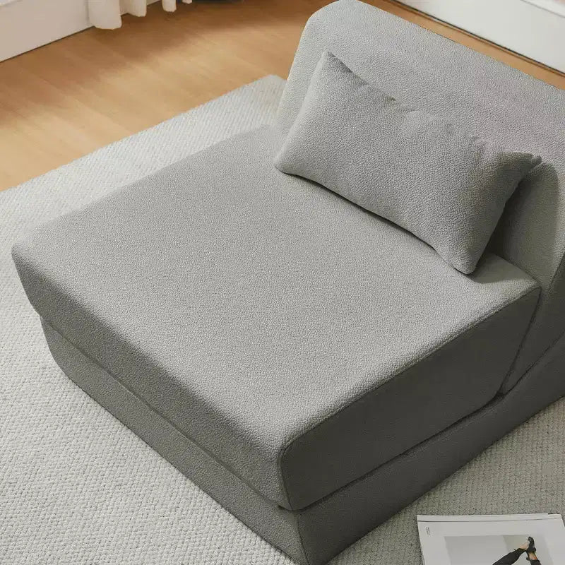 MAYEERTY Poltrona Letto Trasformabile 2 in 1 in Tessuto Lana Alpaca, Salvaspazio, per Piccoli Spazi, Soggiorno, Dormitorio, Appartamento