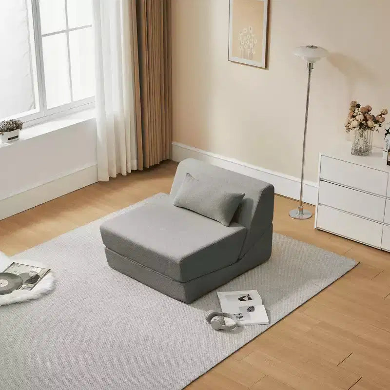 MAYEERTY Poltrona Letto Trasformabile 2 in 1 in Tessuto Lana Alpaca, Salvaspazio, per Piccoli Spazi, Soggiorno, Dormitorio, Appartamento