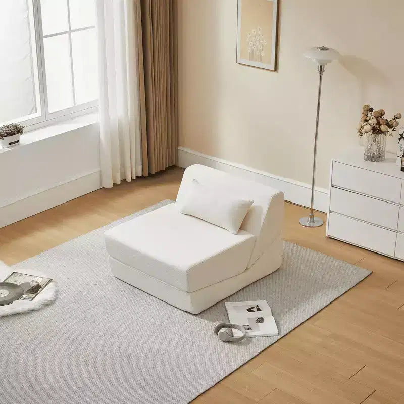 MAYEERTY Poltrona Letto Trasformabile 2 in 1 in Tessuto Lana Alpaca, Salvaspazio, per Piccoli Spazi, Soggiorno, Dormitorio, Appartamento