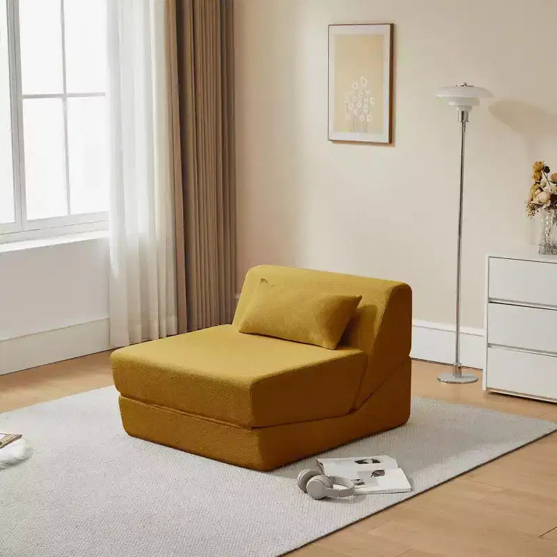 MAYEERTY Poltrona Letto Trasformabile 2 in 1 in Tessuto Lana Alpaca, Salvaspazio, per Piccoli Spazi, Soggiorno, Dormitorio, Appartamento