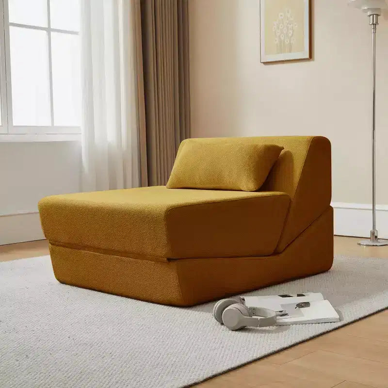 MAYEERTY Poltrona Letto Trasformabile 2 in 1 in Tessuto Lana Alpaca, Salvaspazio, per Piccoli Spazi, Soggiorno, Dormitorio, Appartamento