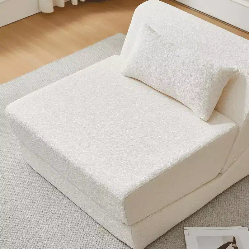 MAYEERTY Poltrona Letto Trasformabile 2 in 1 in Tessuto Lana Alpaca, Salvaspazio, per Piccoli Spazi, Soggiorno, Dormitorio, Appartamento