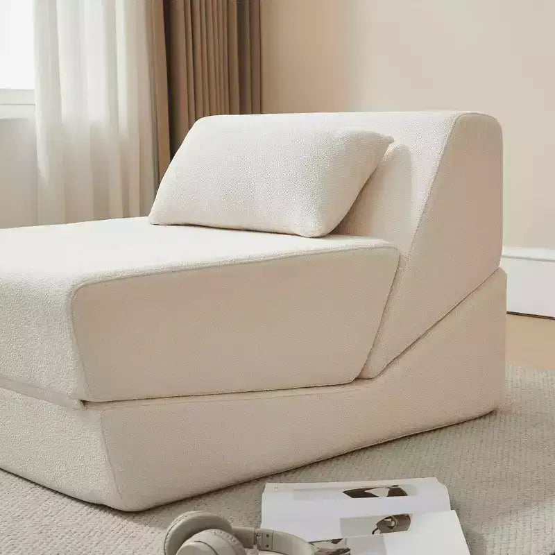 MAYEERTY Poltrona Letto Trasformabile 2 in 1 in Tessuto Lana Alpaca, Salvaspazio, per Piccoli Spazi, Soggiorno, Dormitorio, Appartamento