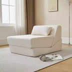 MAYEERTY Poltrona Letto Trasformabile 2 in 1 in Tessuto Lana Alpaca, Salvaspazio, per Piccoli Spazi, Soggiorno, Dormitorio, Appartamento