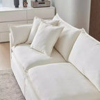 Divano sezionale modulare a L MAYEERTY 108 pollici in ciniglia beige con pouf per soggiorno