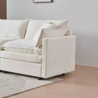 Divano sezionale modulare a L MAYEERTY 108 pollici in ciniglia beige con pouf per soggiorno