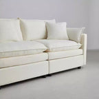 Divano sezionale modulare a L MAYEERTY 108 pollici in ciniglia beige con pouf per soggiorno