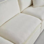 Divano sezionale modulare a L MAYEERTY 108 pollici in ciniglia beige con pouf per soggiorno