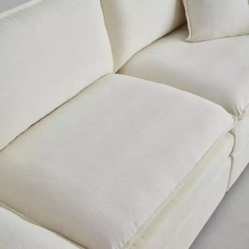 Divano sezionale modulare a L MAYEERTY 108 pollici in ciniglia beige con pouf per soggiorno
