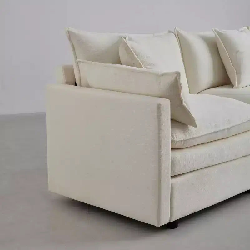 Divano sezionale modulare a L MAYEERTY 108 pollici in ciniglia beige con pouf per soggiorno