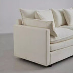 Divano sezionale modulare a L MAYEERTY 108 pollici in ciniglia beige con pouf per soggiorno