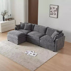Divano sezionale modulare a L MAYEERTY 108 pollici in ciniglia beige con pouf per soggiorno