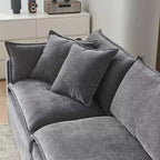Divano sezionale modulare a L MAYEERTY 108 pollici in ciniglia beige con pouf per soggiorno