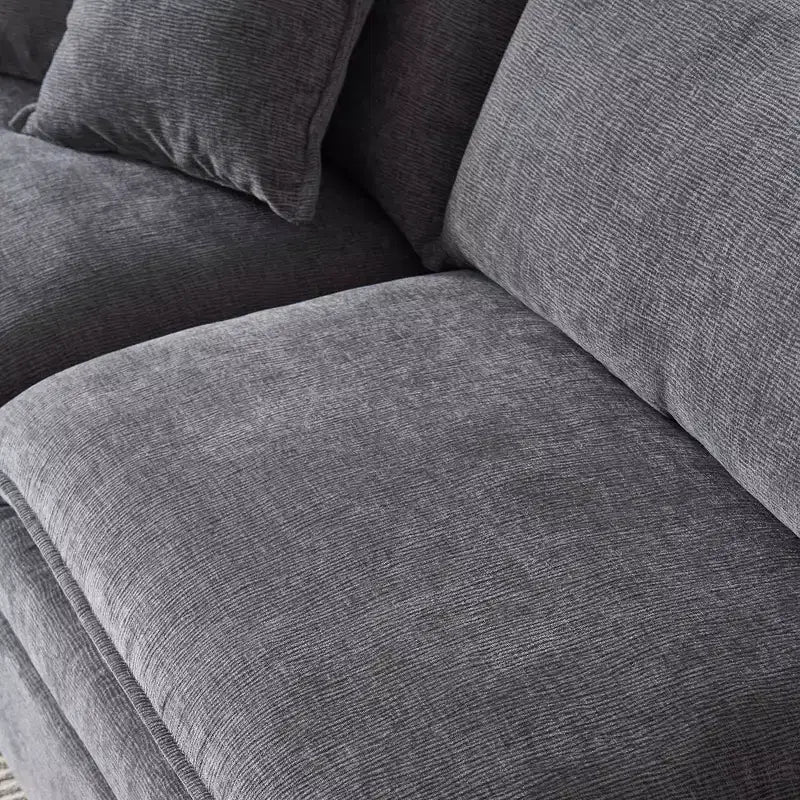 Divano sezionale modulare a L MAYEERTY 108 pollici in ciniglia beige con pouf per soggiorno