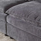 Divano sezionale modulare a L MAYEERTY 108 pollici in ciniglia beige con pouf per soggiorno