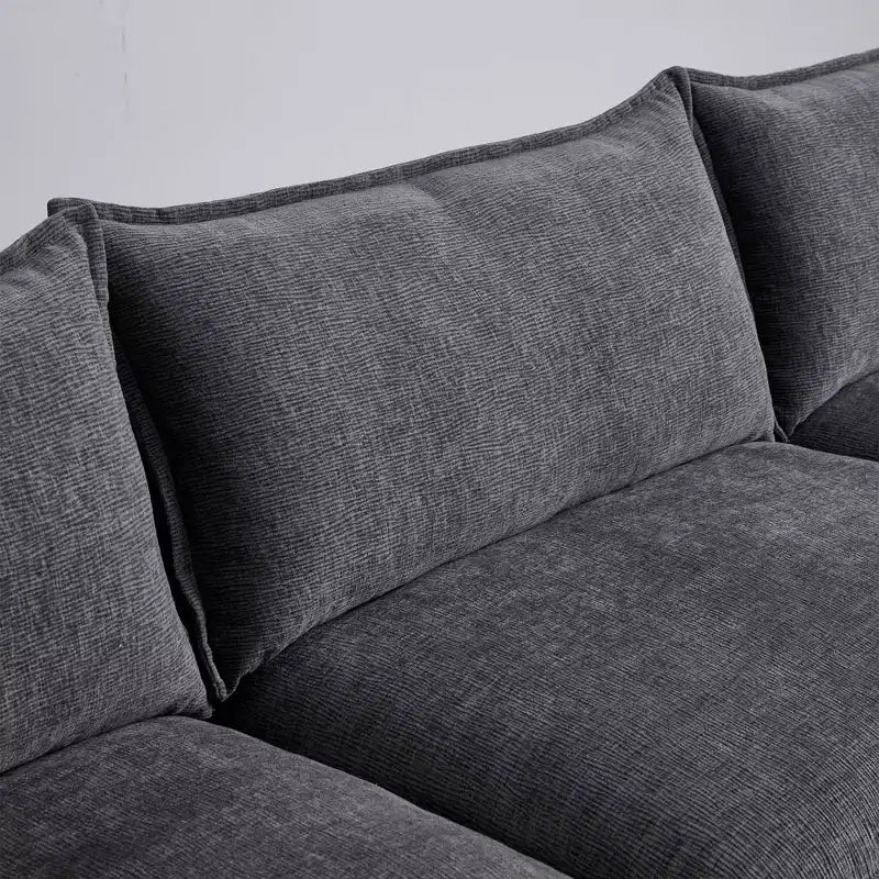 Divano sezionale modulare a L MAYEERTY 108 pollici in ciniglia beige con pouf per soggiorno