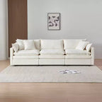 Divano sezionale modulare a L MAYEERTY 108 pollici in ciniglia beige con pouf per soggiorno