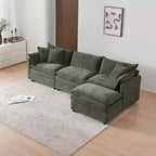 Divano sezionale modulare a L MAYEERTY 108 pollici in ciniglia beige con pouf per soggiorno