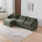 Divano sezionale modulare a L MAYEERTY 108 pollici in ciniglia beige con pouf per soggiorno
