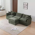 Divano sezionale modulare a L MAYEERTY 108 pollici in ciniglia beige con pouf per soggiorno