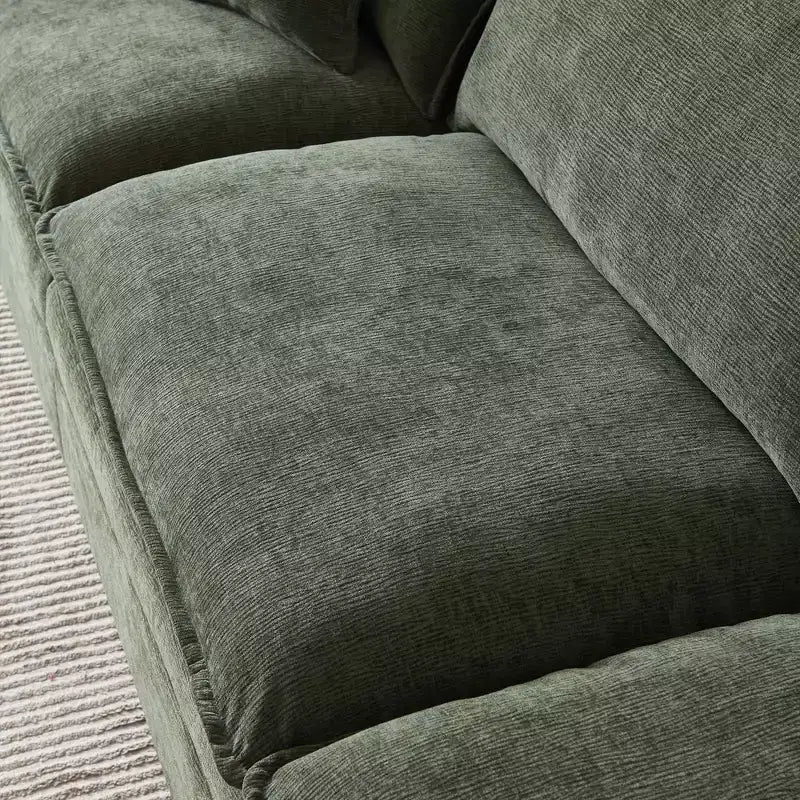 Divano sezionale modulare a L MAYEERTY 108 pollici in ciniglia beige con pouf per soggiorno