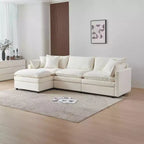 Divano sezionale modulare a L MAYEERTY 108 pollici in ciniglia beige con pouf per soggiorno