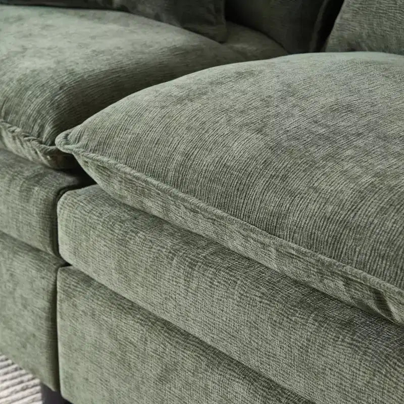 Divano sezionale modulare a L MAYEERTY 108 pollici in ciniglia beige con pouf per soggiorno