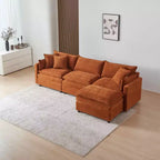 Divano sezionale modulare a L MAYEERTY 108 pollici in ciniglia beige con pouf per soggiorno