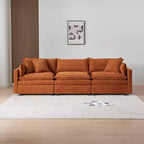 Divano sezionale modulare a L MAYEERTY 108 pollici in ciniglia beige con pouf per soggiorno