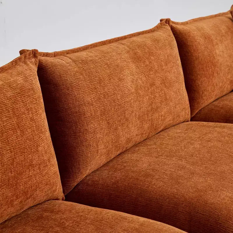 Divano sezionale modulare a L MAYEERTY 108 pollici in ciniglia beige con pouf per soggiorno