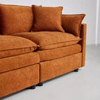 Divano sezionale modulare a L MAYEERTY 108 pollici in ciniglia beige con pouf per soggiorno