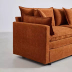 Divano sezionale modulare a L MAYEERTY 108 pollici in ciniglia beige con pouf per soggiorno