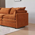 Divano sezionale modulare a L MAYEERTY 108 pollici in ciniglia beige con pouf per soggiorno
