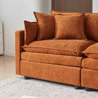 Divano sezionale modulare a L MAYEERTY 108 pollici in ciniglia beige con pouf per soggiorno